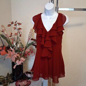 NWOT Raindrops Women’s Red Pink Ruffle Lined Camisole Tank Top Summer Tops 8